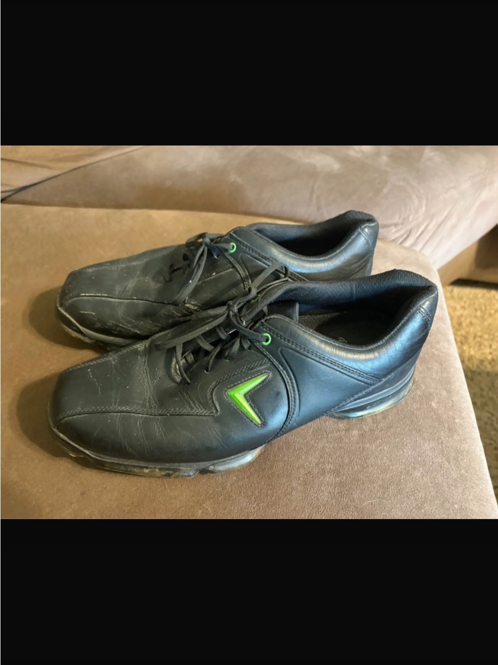 Callaway Black Athletic Golf Shoes with Green Accent